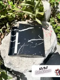 12x9x3 Siyah Mermer Desenli Süngerli Takı Kutusu [Demonte] - Görsel 2