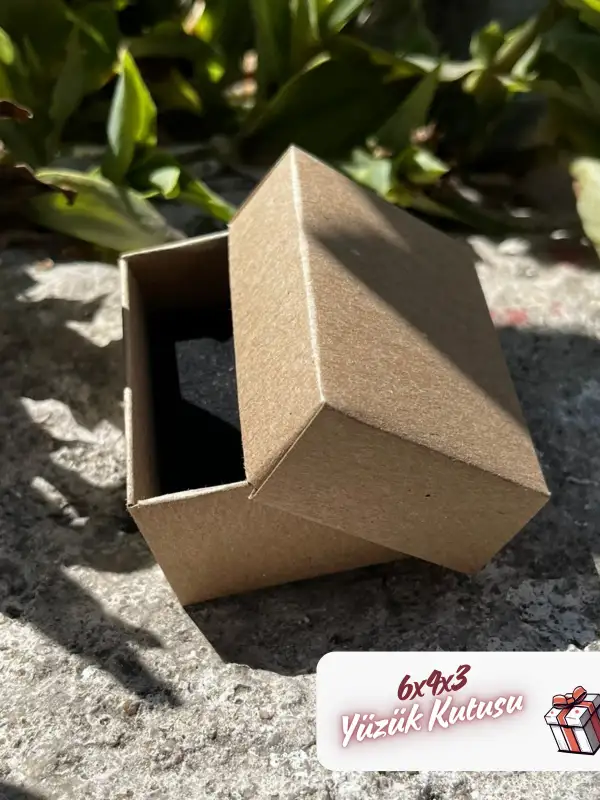 Kampanyalı! 6x4x3 Kraft Süngerli Yüzük Kutusu [Demonte]