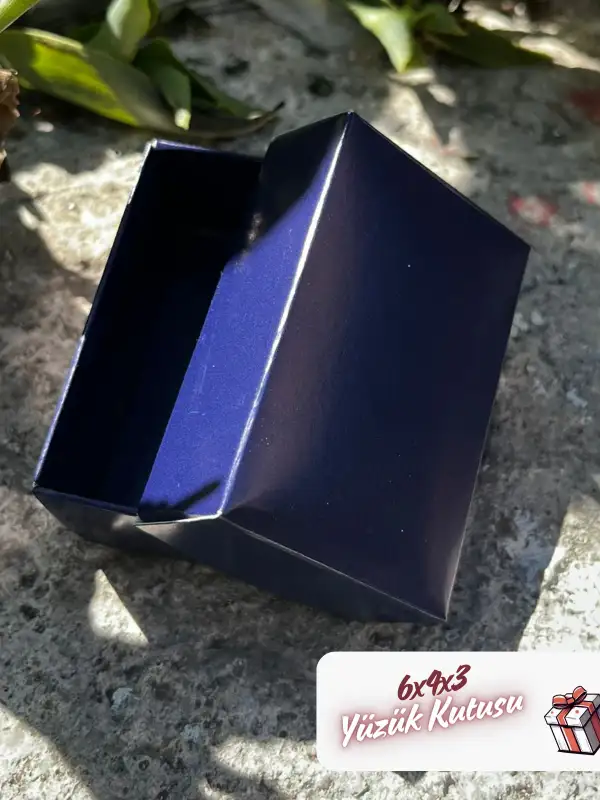 Kampanyalı! 6x4x3 Lacivert Süngerli Yüzük Kutusu [Demonte]