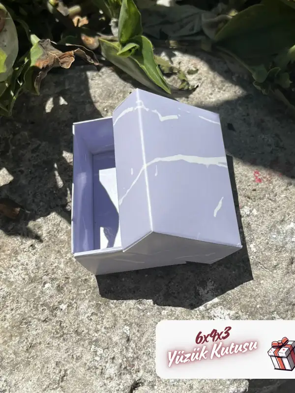 Kampanyalı! 6x4x3 Lila Mermer Desenli Süngerli Yüzük Kutusu [Demonte]