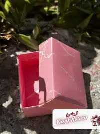 Kampanyalı! 6x4x3 Pembe Mermer Desenli Süngerli Yüzük Kutusu [Demonte] - Görsel 2