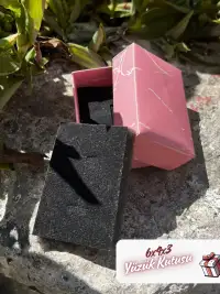 Kampanyalı! 6x4x3 Pembe Mermer Desenli Süngerli Yüzük Kutusu [Demonte] - Görsel 3