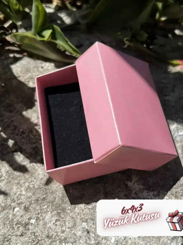 Kampanyalı! 6x4x3 Pembe Süngerli Yüzük Kutusu [Demonte]