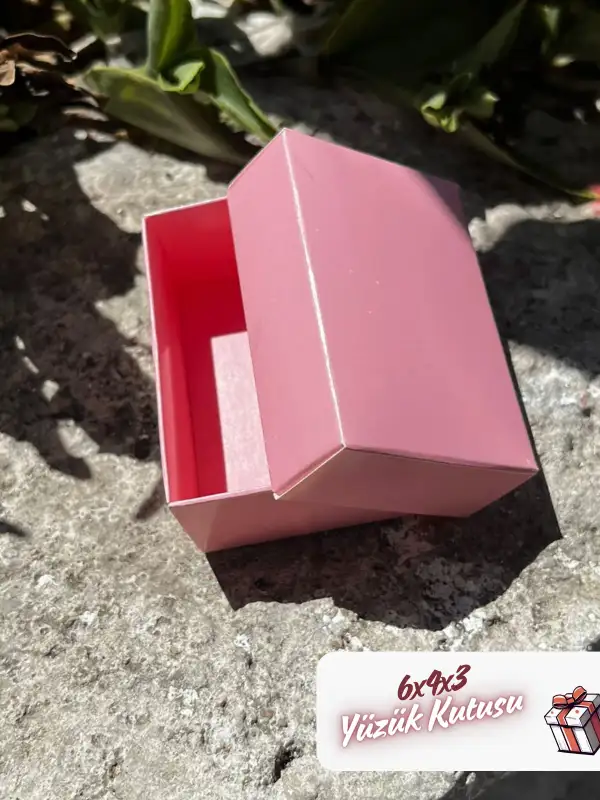 Kampanyalı! 6x4x3 Pembe Süngerli Yüzük Kutusu [Demonte]