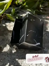 Kampanyalı! 6x4x3 Siyah Mermer Desenli Süngerli Yüzük Kutusu [Demonte] - Görsel 1