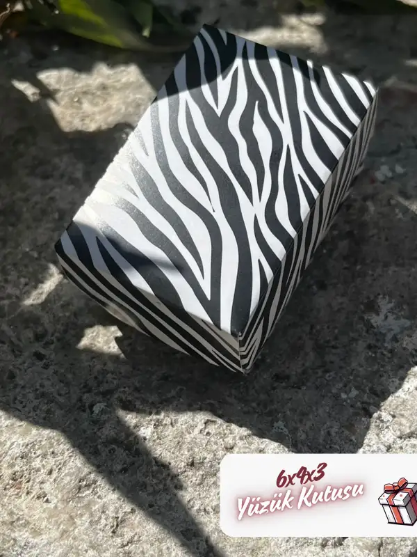 Kampanyalı! 6x4x3 Zebra Desenli Süngerli Yüzük Kutusu [Demonte]