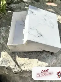 8x6x3 Beyaz Mermer Desenli Süngerli Takı Kutu [Demonte] - Görsel 2