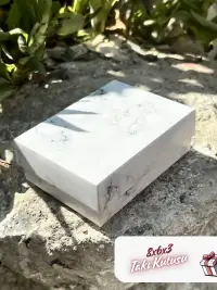8x6x3 Beyaz Mermer Desenli Süngerli Takı Kutu [Demonte] - Görsel 5