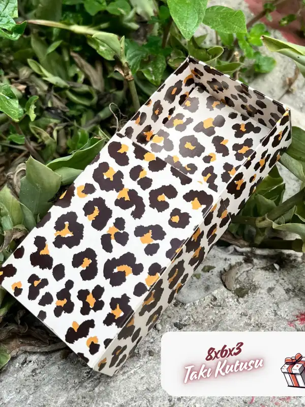 8x6x3 Leopar Çekmeceli Süngerli Takı Kutusu [Demonte]