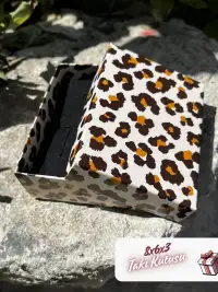 8x6x3 Leopar Desenli Süngerli Takı Kutusu [Demonte] - Görsel 1