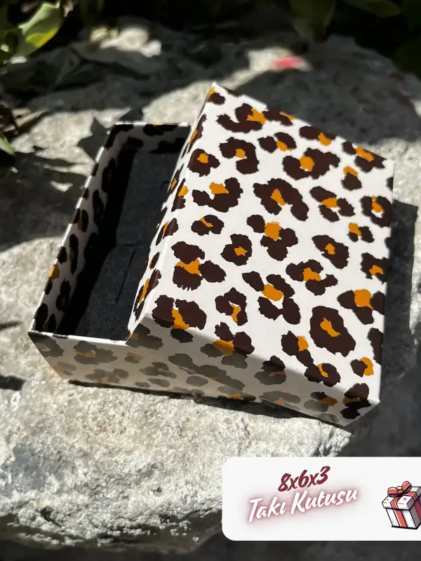 8x6x3 Leopar Desenli Süngerli Takı Kutusu [Demonte]