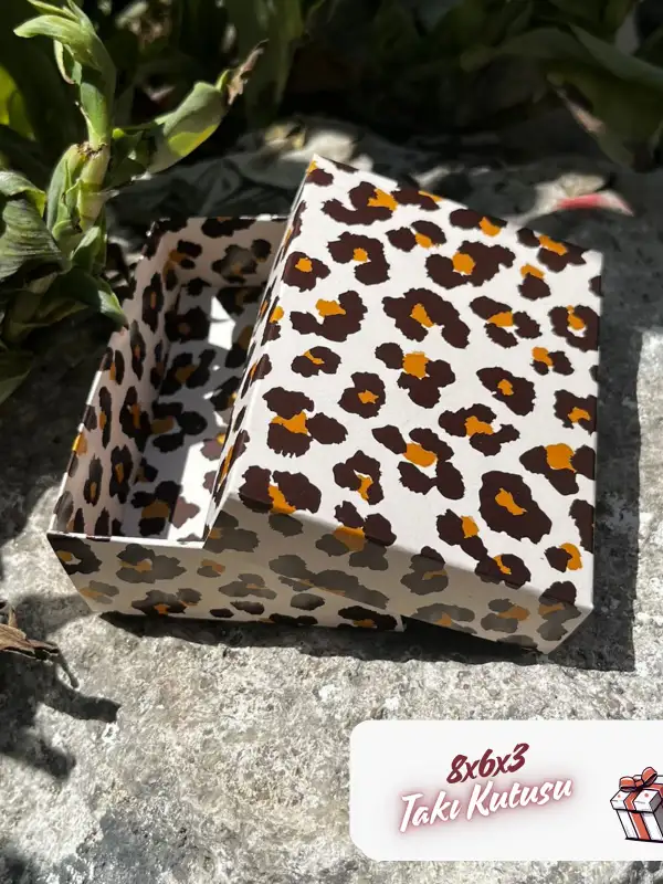 8x6x3 Leopar Desenli Süngerli Takı Kutusu [Demonte]