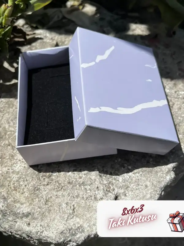 8x6x3 Lila Mermer Desenli Süngerli Takı Kutusu [Demonte]