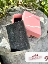 8x6x3 Pembe Mermer Desenli Süngerli Takı Kutusu [Demonte] - Görsel 3