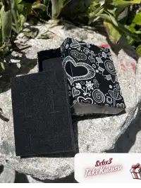 8x6x3 Siyah Kalp Desenli Süngerli Takı Kutusu [Demonte] - Görsel 3