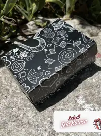 8x6x3 Siyah Kalp Desenli Süngerli Takı Kutusu [Demonte] - Görsel 5