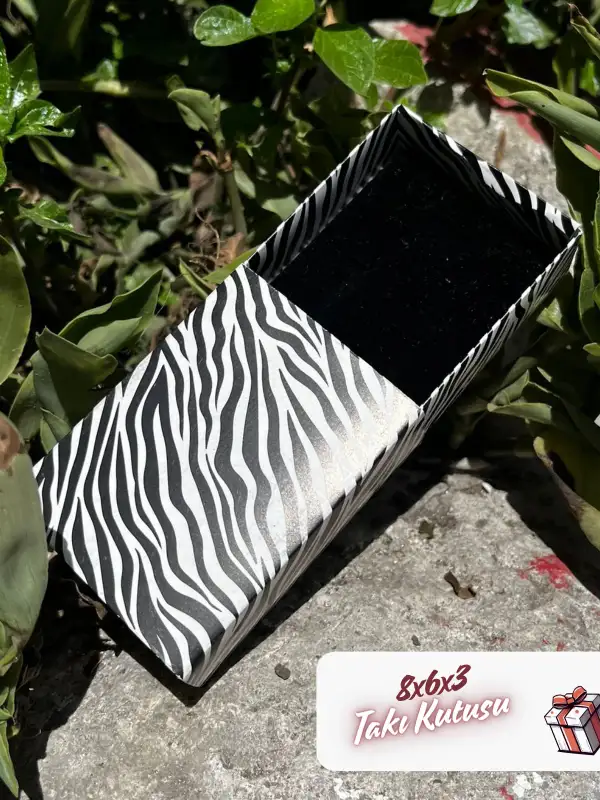 8x6x3 Zebra Desenli Çekmeceli Süngerli Takı Kutusu [Demonte]