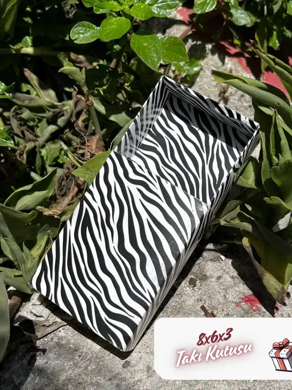 8x6x3 Zebra Desenli Çekmeceli Süngerli Takı Kutusu [Demonte]