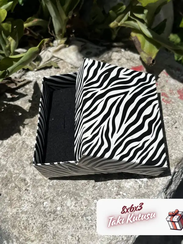 8x6x3 Zebra Desenli Süngerli Takı Kutusu [Demonte]