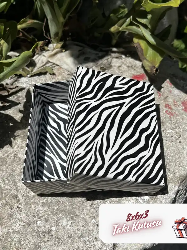 8x6x3 Zebra Desenli Süngerli Takı Kutusu [Demonte]