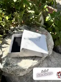 8x8x3 Beyaz Mermer Desenli Süngerli Takı Kutusu [Demonte] - Görsel 1