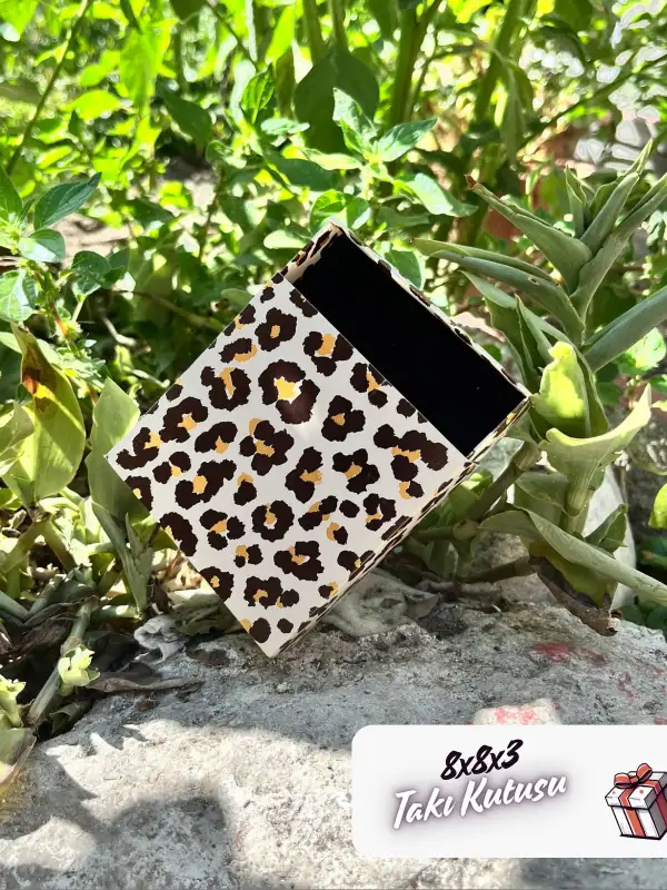 8x8x3 Leopar Çekmeceli Süngerli Takı Kutusu [Demonte]