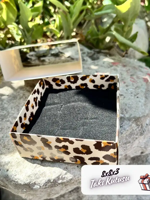 8x8x3 Leopar Çekmeceli Süngerli Takı Kutusu [Demonte]