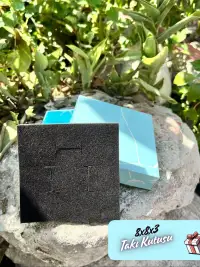 8x8x3 Mavi Mermer Desenli Süngerli Takı Kutusu [Demonte] - Görsel 2