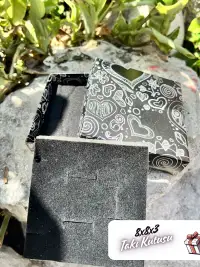 8x8x3 Siyah Kalp Desenli Süngerli Takı Kutusu [Demonte] - Görsel 2