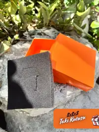 8x8x3 Turuncu Süngerli Takı Kutusu [Demonte] - Görsel 1